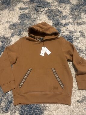BNWT UGG Tasman Chestnut Brown Pullover Hoodie with Contrast Stitching Sz Medium